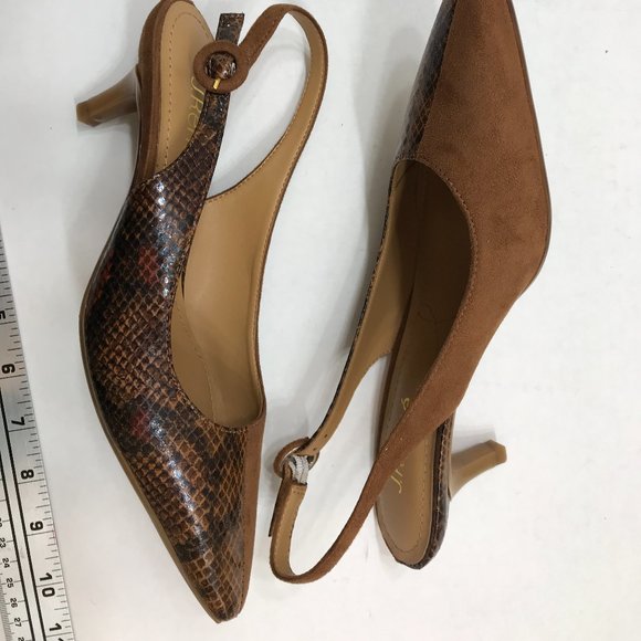 J.Renee’ Snake Print & Suede Fabric Low Heel Sling back - Picture 11 of 12